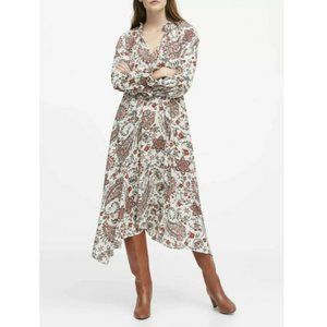 Flowy, Boho Paisley Peasant Midi Dress in Size 4 Petite